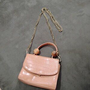 H & M Crocodile Embossed Mini Square Bag